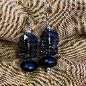 Handmade Jewelry Earrings Made w New & Upcycled Beads in Black & Silver